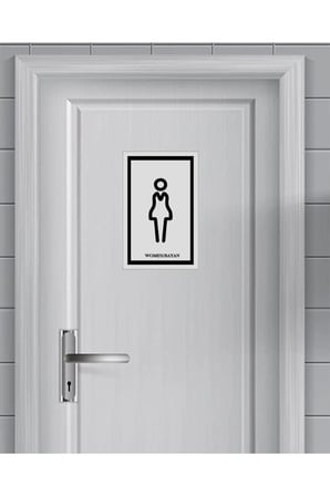 Bay-bayan Wc Yönlendirme Yazısı Metal Gümüş Renk 2'li 90x140 Mm