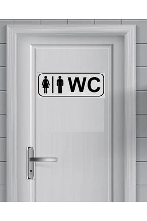 Bay-bayan Wc Yönlendirme Yazısı Metal Gümüş Renk Tekli 19 Cm X 7,5 Cm