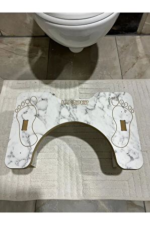 Tuvalet Wc Taburesi Basamak Klozet Altı Tabure Ayak Destek Taburesi Beyaz Mermer Desen