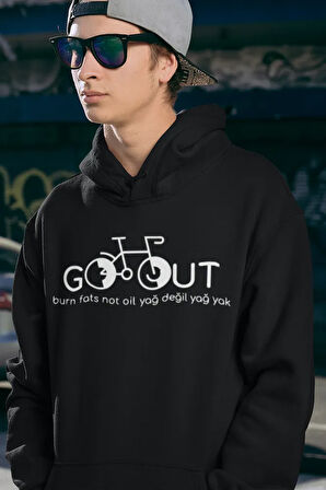 Burn Fats Not Oil Yazılı Unisex Oversize Yağ Değil Yağ Yak Yazılı Hoodie