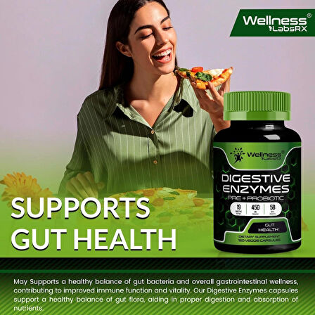 Wellnees Labs Digestive Enzymes Pre+Probiotic 5B CFUs Pro – 120 capsules