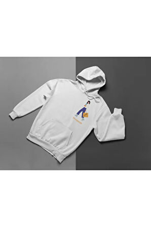 Özel Tasarım Çantalı Kadın Baskılı Unisex Oversize Hoodie
