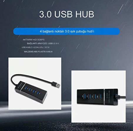  4 Port Usb Çoğaltıcı Çoklayıcı Hub Usb 3.0 Çoklama Pc Laptop Uyumlu