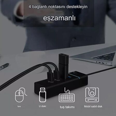  4 Port Usb Çoğaltıcı Çoklayıcı Hub Usb 3.0 Çoklama Pc Laptop Uyumlu