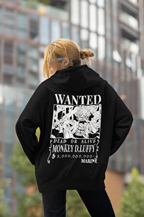 Anime Karakter Baskılı Unisex Oversize Monkey D. Luffy Hoodie