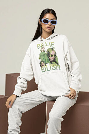 Billie Eilish Baskılı Unisex Oversize Şarkıcı Hoodie