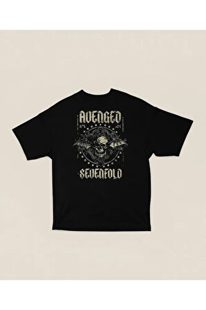 Vintage Avenged Sevenfold Baskılı Unisex Oversize Rock Metal Tişört