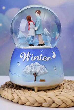 Evlilik Yıl Dönümü Hediyesi Sevgiliye Doğum Günü Hediyesi  Winter Yazılı Sulu Kar Küresi