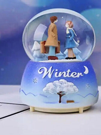 Evlilik Yıl Dönümü Hediyesi Sevgiliye Doğum Günü Hediyesi  Winter Yazılı Sulu Kar Küresi