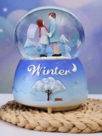 Evlilik Yıl Dönümü Hediyesi Sevgiliye Doğum Günü Hediyesi  Winter Yazılı Sulu Kar Küresi