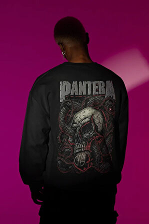 Pantera Baskılı Unisex Oversize Müzik Grubu Sweatshirt