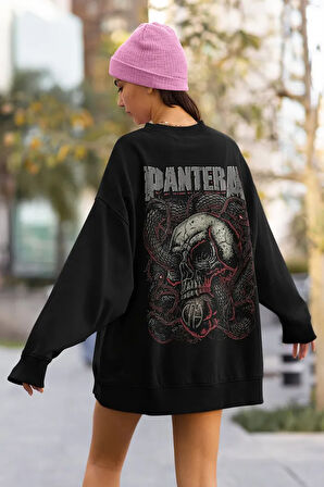 Pantera Baskılı Unisex Oversize Müzik Grubu Sweatshirt