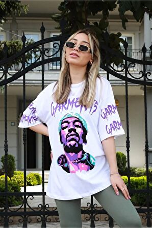 Pamuk Wiz Khalifa Tasarımlı Unisex Beyaz T-shirt