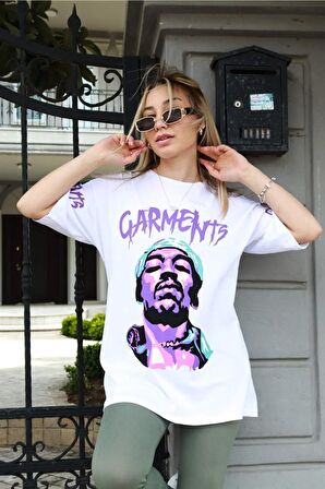 Pamuk Wiz Khalifa Tasarımlı Unisex Beyaz T-shirt