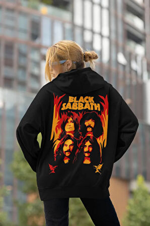 Black Sabbath Rock Metal Baskılı Unisex Oversize Müzik Grubu Hoodie