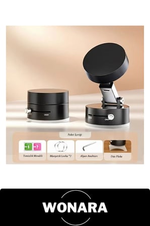 #TelefonTutucu Mıknatıslı Katlanabilir Araç Telefon Tutucu 360 Derece Döner Vakumlu Torpido Cam Uyumlu Manyetik Oto Navigasyon Standı Sürgü Kilitli Masaüstü Siyah Telefonluk Halka Düz Plakalı Set