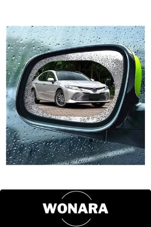 Oto Dış Ayna Yağmur Kaydırıcı Film 2'li Set Hidrofobik Su İtici Buğu Önleyici Araç Yan Dikiz Yapışkanlı Koruyucu Şeffaf Sticker Güvenli Sürüş Net Görüş Araba Aksesuarı Kolay Uygulama 13,5x10 cm