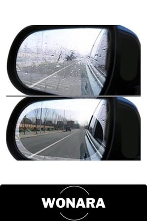 Oto Dış Ayna Yağmur Kaydırıcı Film 2'li Set Hidrofobik Su İtici Buğu Önleyici Araç Yan Dikiz Yapışkanlı Koruyucu Şeffaf Sticker Güvenli Sürüş Net Görüş Araba Aksesuarı Kolay Uygulama 13,5x10 cm
