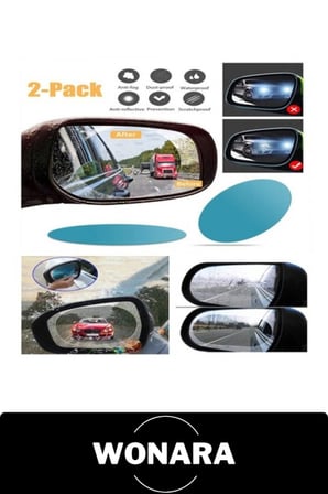 Oto Dış Ayna Yağmur Kaydırıcı Film 2'li Set Hidrofobik Su İtici Buğu Önleyici Araç Yan Dikiz Yapışkanlı Koruyucu Şeffaf Sticker Güvenli Sürüş Net Görüş Araba Aksesuarı Kolay Uygulama 13,5x10 cm
