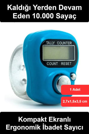Yüzük Zikirmatik Dijital Tesbih Sayacı Parmak Tipi Elektronik Ayarlanabilir Silikon Kayışlı 10000 Hafızalı Kaldığı Yerden Devam Reset Tuşlu Otomatik Kapanma Özellikli Hediyelik Zikir Aparatı Mini