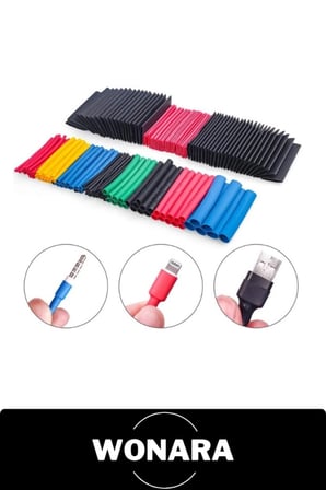 #Makaron Seti 560 Parça Isıyla Daralan Kablo Koruyucu Renkli Shrink Tüp İzolasyon Yalıtım Kılıfı 12 Farklı Boy Kutulu Elektrik Tamir Kiti Kulaklık Şarj USB Ek Yeri Kaplama Çok Amaçlı