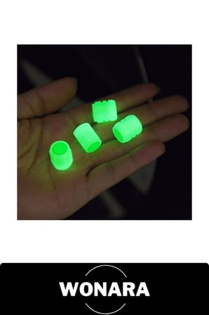 Fosforlu Sibop Kapağı 4'lü Set Karanlıkta Parlayan Yeşil Neon Jant Tekerlek Lastik Supap Başlığı Otomobil Motosiklet Bisiklet Moped Minibüs Evrensel Uyumlu ABS Plastik Toz Su Geçirmez Araç Aksesuarı