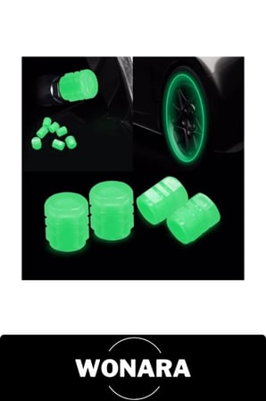 Fosforlu Sibop Kapağı 4'lü Set Karanlıkta Parlayan Yeşil Neon Jant Tekerlek Lastik Supap Başlığı Otomobil Motosiklet Bisiklet Moped Minibüs Evrensel Uyumlu ABS Plastik Toz Su Geçirmez Araç Aksesuarı