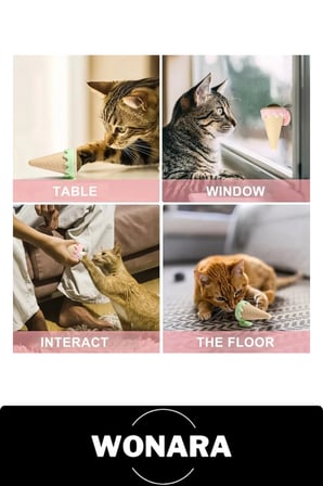 #KediNanesi Dondurma Şeklinde Catnip Topu Kedi Otu Çift Taraflı Bantlı Duvara Pencereye Yapışan Yavru Kedilere Uygun Sakinleştirici İştah Açıcı Evcil Hayvan Etkileşimli Oyuncağı Pp Malzemeli