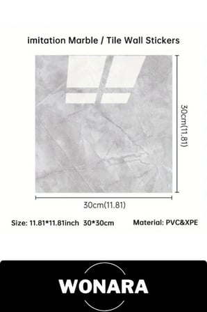 #DuvarSticker Dayanıklı Gri Mermer Desenli Kendinden Yapışkanlı Duvar Kaplama Sticker Nem Su Yağ Geçirmez Mutfak Banyo Tezgah Dolap Dekorasyon Kaplaması Isıya Dirençli 30x30cm Panel 10 Adet