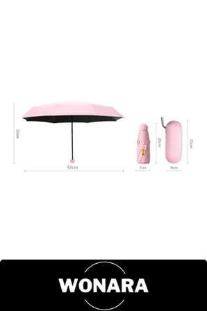 #KapsülŞemsiye Çantalı Kapsül Şemsiye Mini Cep Tipi Katlanır Kılıflı Yağmur Güneş Koruma Hafif Taşınabilir Seyahat Kadın Erkek Unisex Kompakt Pratik Fermuarlı Kutulu 92 cm Hediyelik Model Günlük