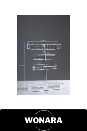 #TakıStandı Aksesuar Standı Takı Organizer Şeffaf Plastik 3 Katlı Tepsili Küpe Kolye Bileklik Yüzük Askısı Düzenleyici Saklama Tutucu Makyaj Masası Vitrin Mağaza Teşhir Sergileme Dekoratif Kadın