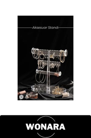 #TakıStandı Aksesuar Standı Takı Organizer Şeffaf Plastik 3 Katlı Tepsili Küpe Kolye Bileklik Yüzük Askısı Düzenleyici Saklama Tutucu Makyaj Masası Vitrin Mağaza Teşhir Sergileme Dekoratif Kadın