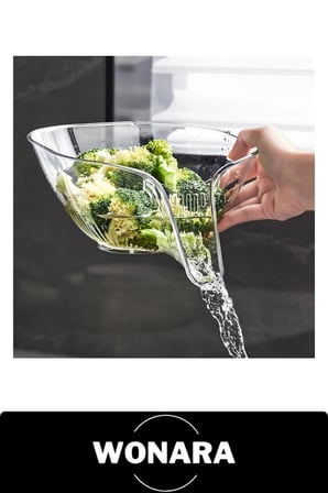 #YıkamaSüzgeci Meyve Sebze Yıkama Süzgeci Huni Uçlu Şeffaf Kase Çıkarılabilir Filtreli Mutfak Salata Makarna Karıştırma Kabı Akıtmalı Lavabo Su Süzme Aparatı Pratik Hazırlık Sunum Ergonomik Tutuşlu