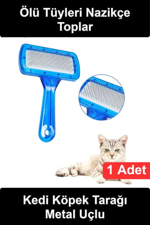 #KediKöpekTarağı Evcil Hayvan Tüy Toplama Metal Uçlu Ergonomik Saplı Profesyonel Pet Bakım Ölü Kıl Alıcı Grooming Fırçası Asma Delikli Kısa Uzun Tüylü Dostlar İçin Blister Kartelalı Pratik Tarama