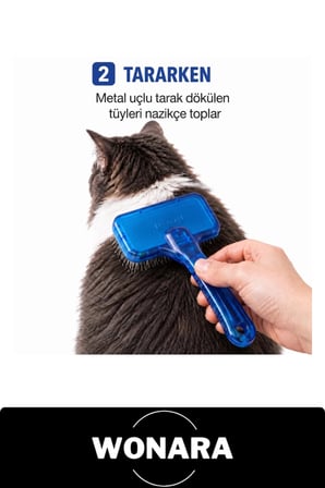 #KediKöpekTarağı Evcil Hayvan Tüy Toplama Metal Uçlu Ergonomik Saplı Profesyonel Pet Bakım Ölü Kıl Alıcı Grooming Fırçası Asma Delikli Kısa Uzun Tüylü Dostlar İçin Blister Kartelalı Pratik Tarama