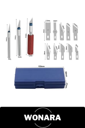 #NeşterSeti 16 Parça Hobi Neşter Seti 13 Maket Bıçağı Uçlu Gravür Kalemi Hassas Kağıt Kesme Aleti El Sanatları Kazıma Oyma Bıçak Takımı Metal Saplı Yedek Uç Saklama Kutulu Kretuar Kesici Kırtasiye