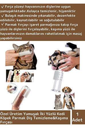 Özel Seri Silikon Parmak Kedi Köpek Çift Yüzlü Diş Temizleme Fırçası Evcil Hayvan Diş Kaşıma Bakım