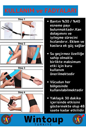 Hızlı Etkili Büyük Boy Kas Eklem Bel Bacak Kol Boyun Sırt Omuz Karın Kalça Ağrı Bandı Mavi