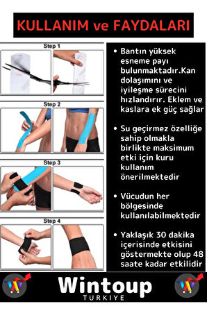 Özel Hızlı Etkili Büyük Boy Kas Eklem Bel Bacak Kol Boyun Sırt Omuz Karın Kalça Ağrı Bandı Siyah
