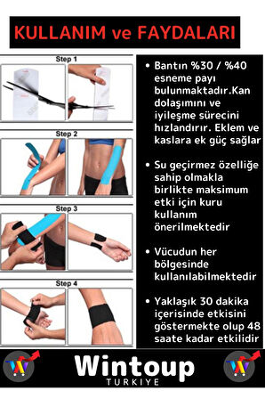 Özel Tasarım Büyük Boy Kas Eklem Bel Bacak Kol Boyun Sırt Omuz Karın Kalça Ağrı Bandı Siyah