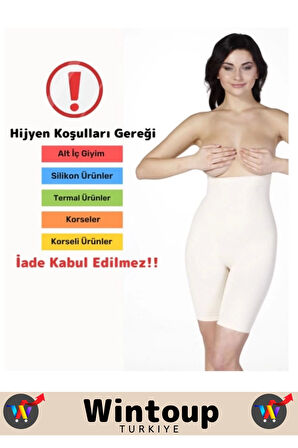 Özel Sezeryan Doğum Sonrası Kaymaz Silikonlu Toparlayıcı Selülit Önleyici Paçalı Korse Ten Renk L/XL