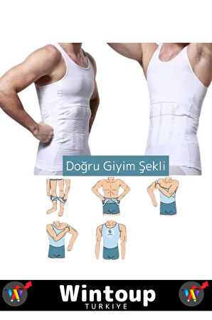 Premium Sıkılaştırıcı Jinekomasti Görünüm Engelleyici Bel Göğüs Göbek Dik Duruş Erkek Korse Yeni 2XL