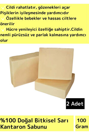 Bitkisel Sarı Kantaron Sabunu Doğal Üretim Tüm Cilt Tipleri İçin Uygun 2 Adet
