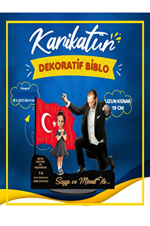 Atatürk İle Birlikte Yanyana Resim Birleştirme Ahşap Dekoratif Masaüstü Biblo