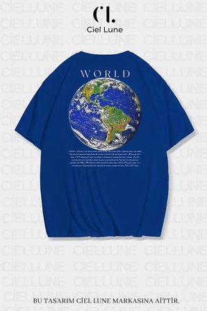 unisex kadın erkek world baskılı özel tasarım oversize t-shirt
