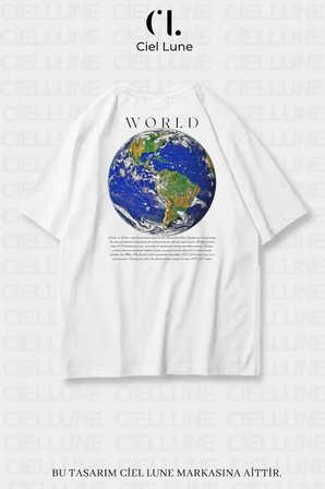Nevermind Unisex World Baskılı Oversize Tişört