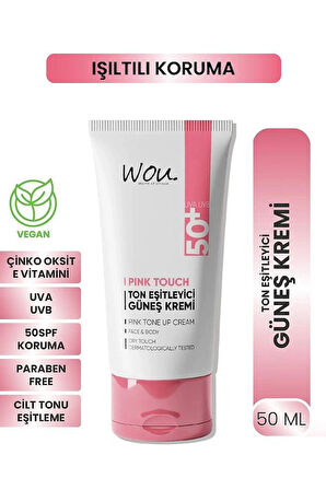 Wou Pink Touch Ton Eşitleyici Ve Aydınlatıcı Yüksek Koruma Etkili Spf50 Güneş Kremi 50ml-tüm Ciltl