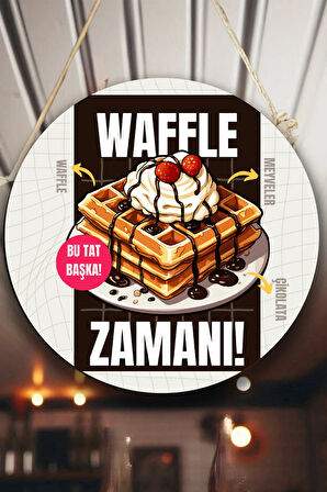 Waffle Salonu Duvar, Kapı, Tek Taraflı Askılı Pano Karşılama Tabelası, Waffle Dükkan Süsü