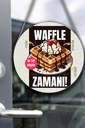 Waffle Salonu Duvar, Kapı, Tek Taraflı Askılı Pano Karşılama Tabelası, Waffle Dükkan Süsü