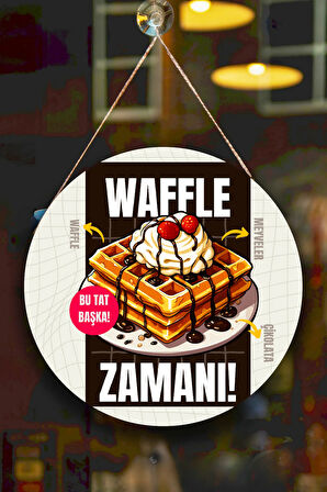 Waffle Salonu Duvar, Kapı, Tek Taraflı Askılı Pano Karşılama Tabelası, Waffle Dükkan Süsü